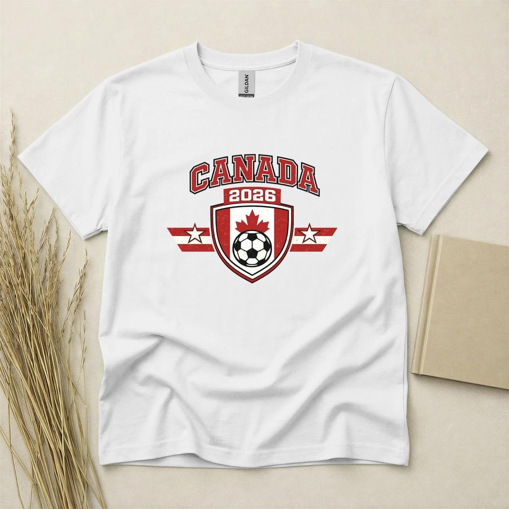 Canada 2026 Fan di Calcio Bambini Bambini Bambini T Bambini T-shirt Supporto Calcio Gildan Cotone Top per Famiglia
