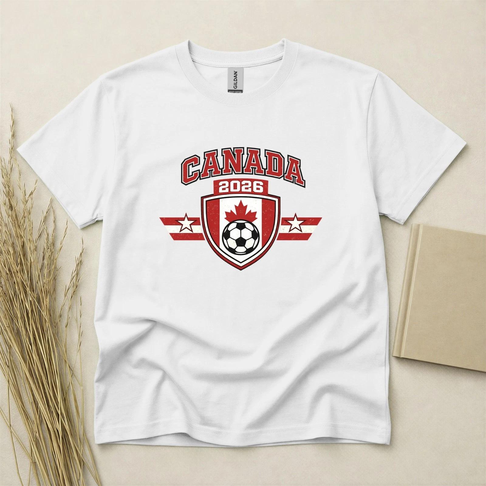 Canada 2026 Football Fan T Shirt Soccer Supporters Gildan Cotton Family Top L