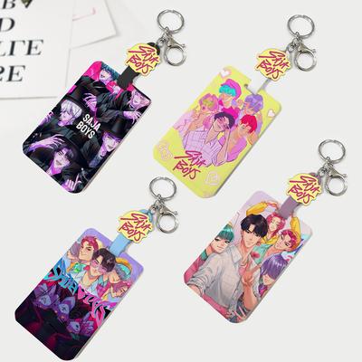 Push-pull Sliding Cover Type Card Cover Acrylic Decorative Keychain Automatic Telescopic Rope DIY