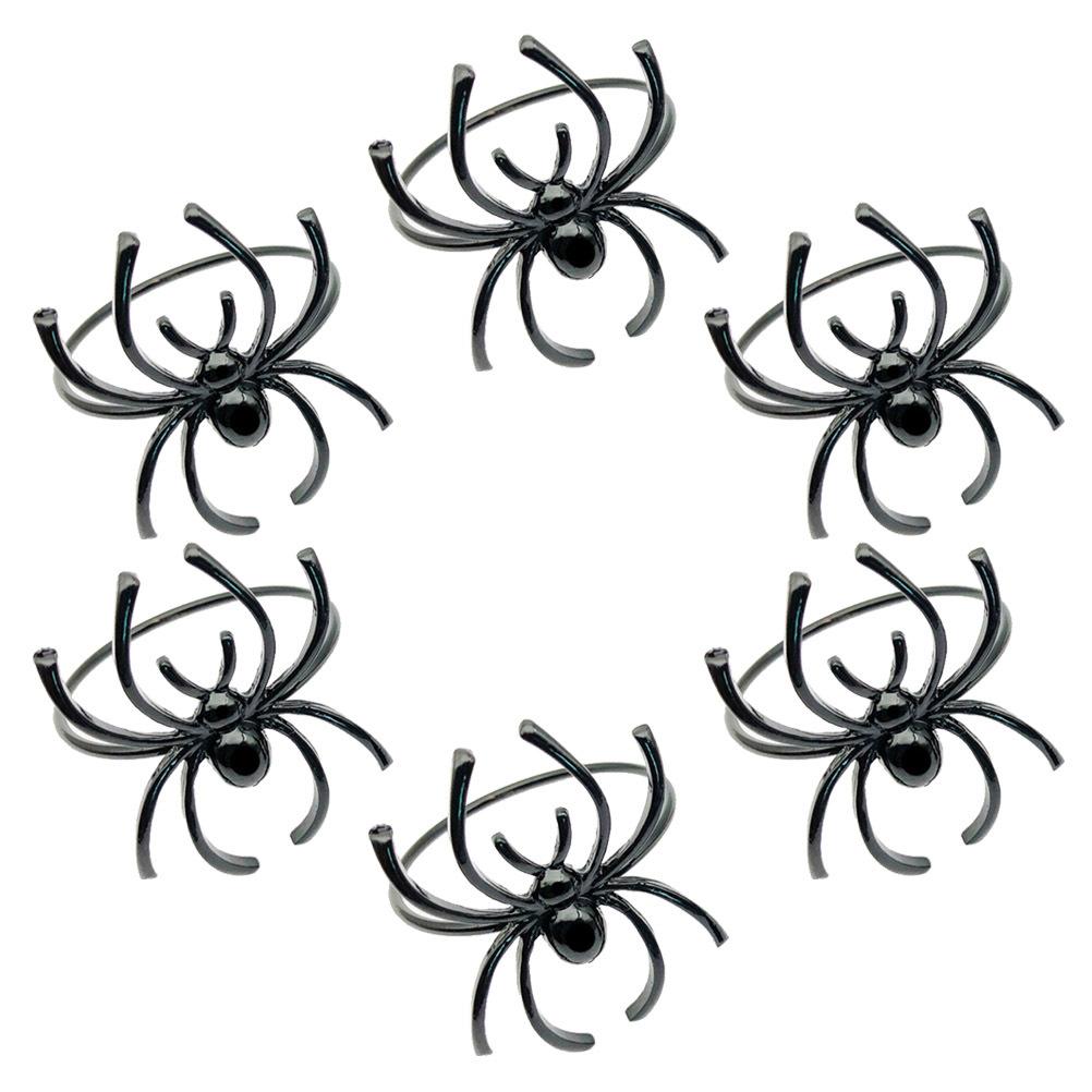 6Pcs Halloween Spider Napkin Rings Fine Texture Alloy Design for Family Reunion Craft Projects Dining Decor Napkin Ring