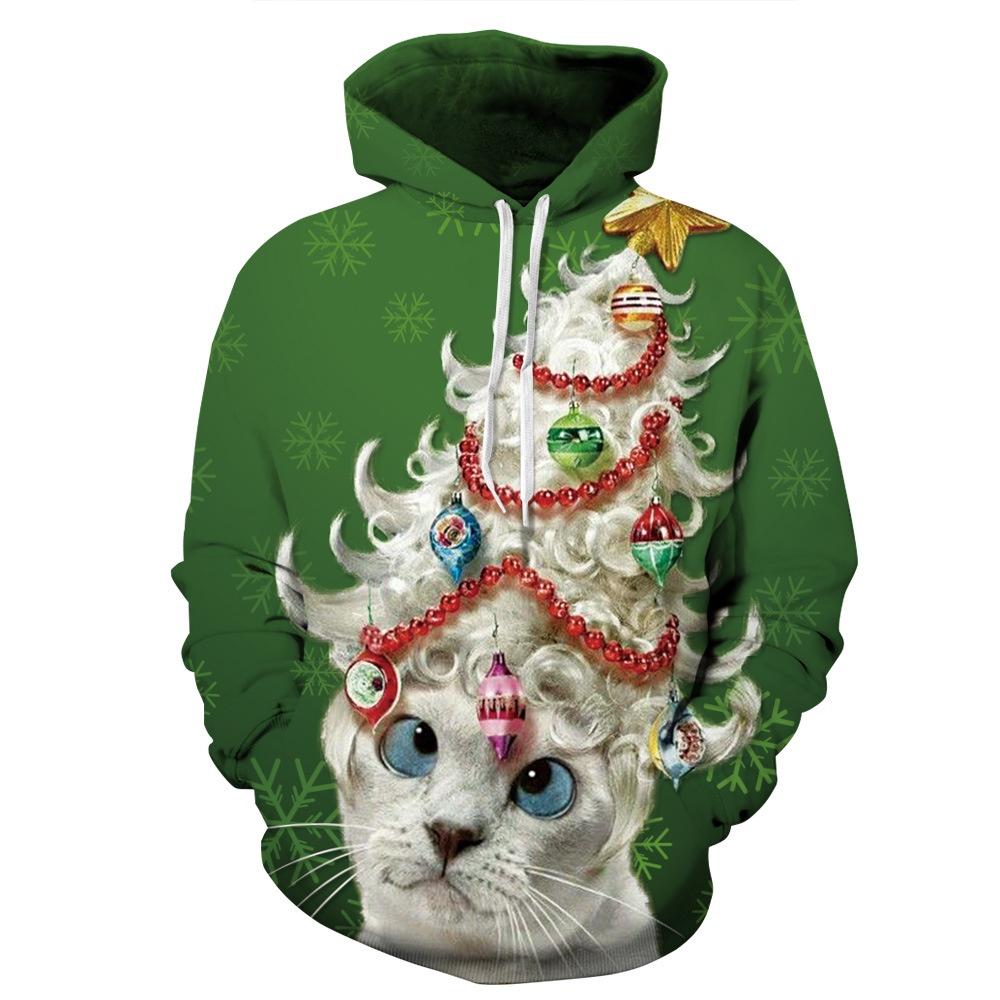 Festive Men Women Christmas 3d Graphic Printed Hoodie Sweatshirt Jumper Tops