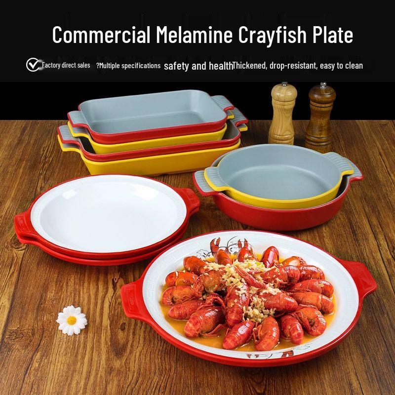 Melamin Tiefer Runder Servierteller mit Griffen