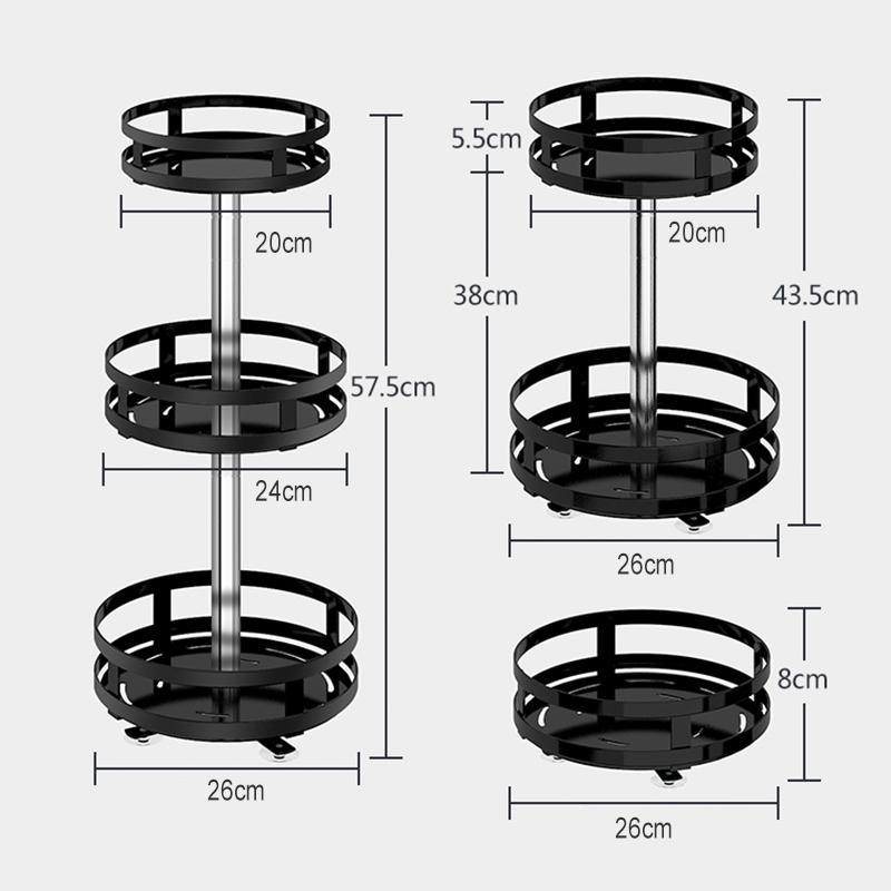 360° Rotating Condiments Metal Storage Rack Multi-Layer Condiments Turntable Spice Container Kitchen Supplies