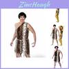 High Quality Unisex Adult Caveman Costume For Halloween With Tiger Print Design