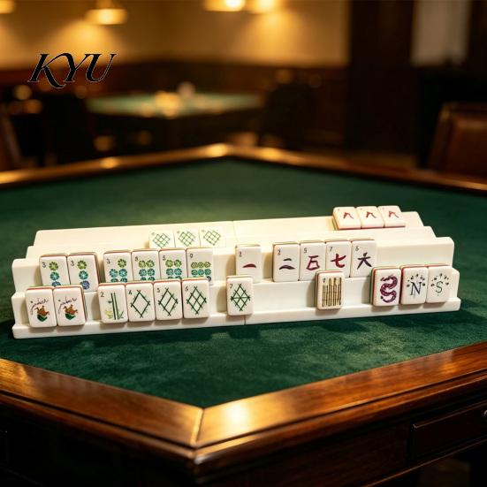 Space Saving Mahjong Organizers 1/2/4Pcs Folding Double Rack, 2 Player Tile Holder Supplies for Up To 1.5 Inches Tiles, Portable Game Accessory