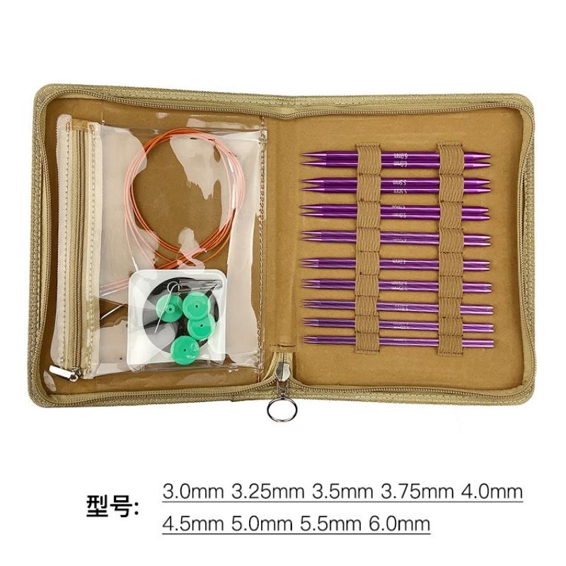 3.0-6.0mm Ace de tricotat Lemn de abanos detașabil 1 set Croșete Ace Artizanat manual Prindere confortabilă pentru eșarfe DIY Glo