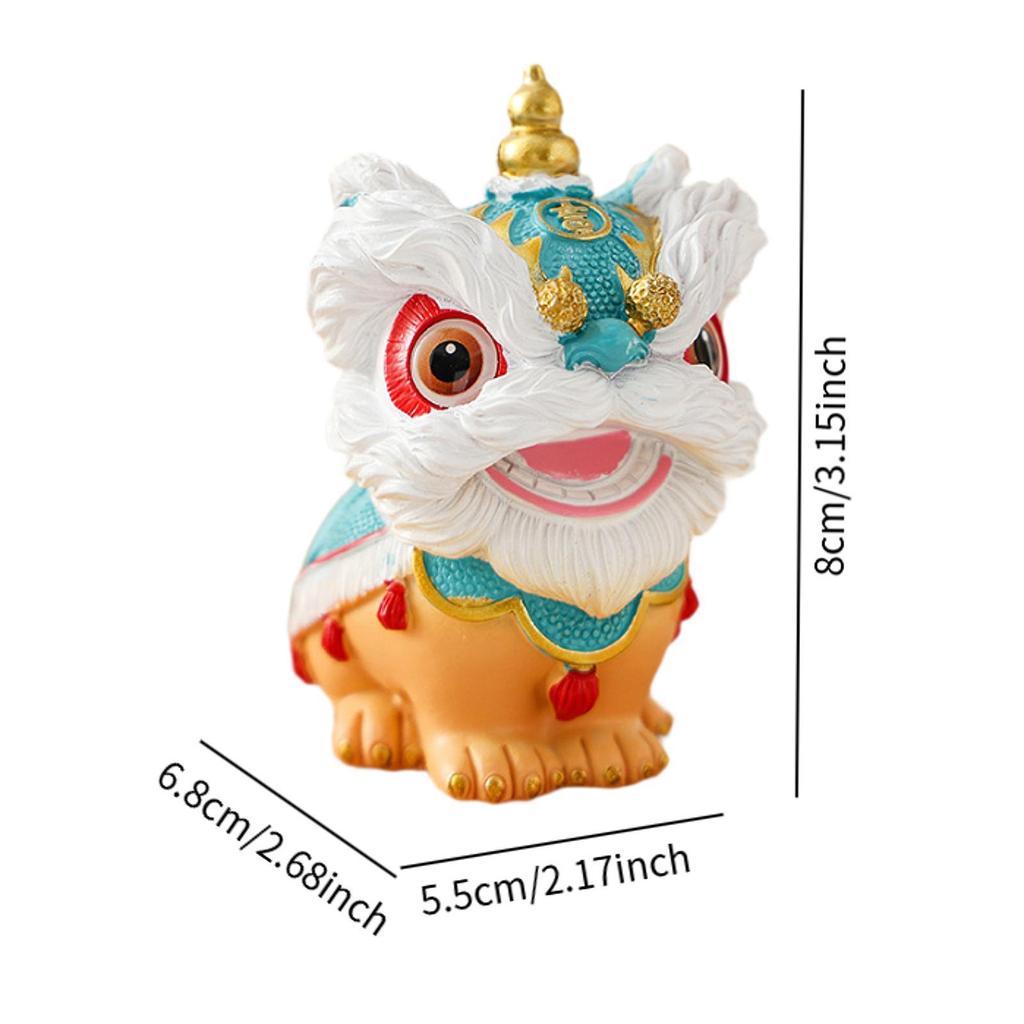 Chinese Lion Dance Statue Resin Figurine for Cabinet Living Room Bedroom