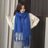 Men's and Women's Thick Woolen Scarf: Solid Color Knitted, Warm, Tassel-Edged, Imitation Cashmere for Winter