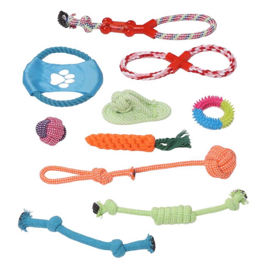 10 pz Giocattolo in Corda di Cotone per Animali Domestici Interattivo Colorato Giocattolo da Masticare Molar per Cucciolo Cane Medio Grande