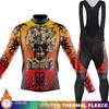 Skull Winter Thermal Fleece Cycling Clothing Man Maillot Jersey Men Road Bike Retro Men's Set Outfit 2025 Shirt Suit Sportswear