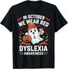 Awareness Ribbon October Wear Red Dyslexia Awareness Ghost T-Shirt