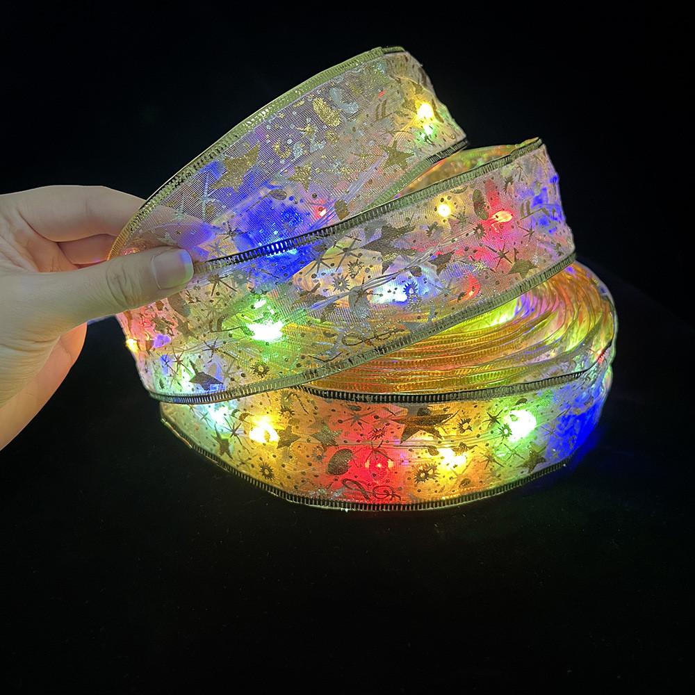 Led Elegant Warm Christmas Ribbon Lights With Glittering Double Layer Design For Holiday Cheer