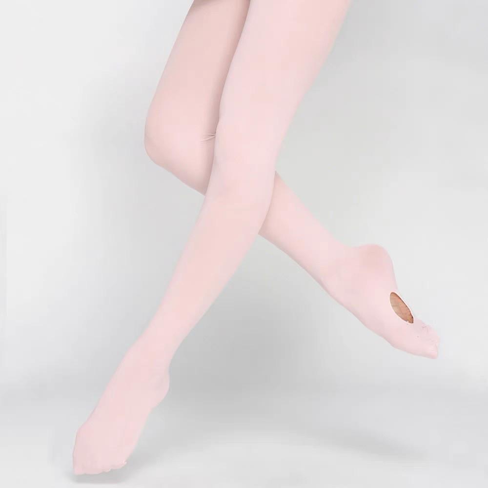 Girls' Thin Dance Practice Socks - White, Breathable, Removable Velvet Holed Stockings