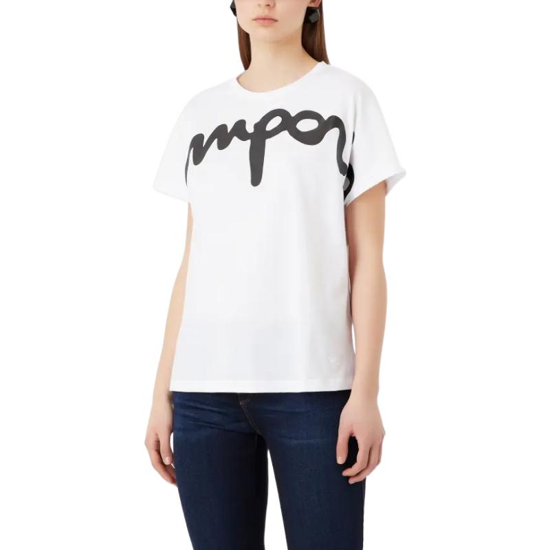 Emporio Armani SS23 Letter Logo Print Cotton Short Sleeve T-Shirt Women tops White 3R2T7V-2JQ4Z-0100