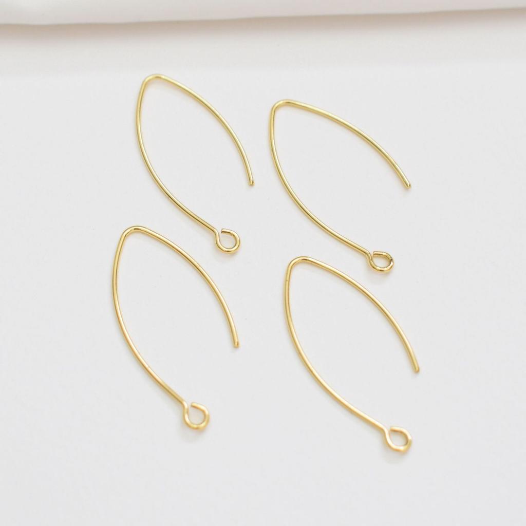 10pcs Color Retention 14K Gold French Ear Hook Accessories, Porous Jewelry Diy Handmade Work In Progress V-Shaped Beaded