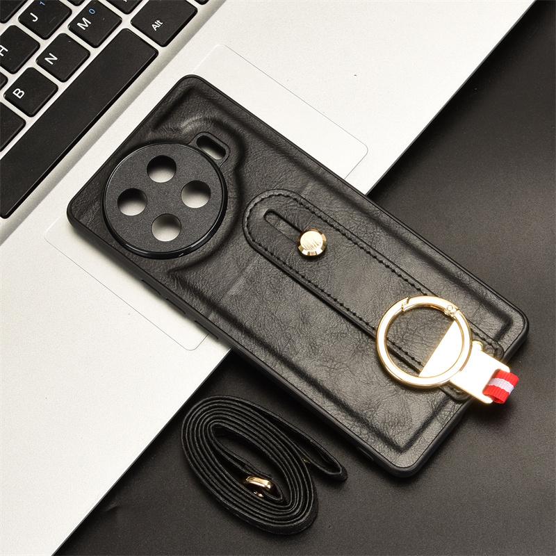 For Tecno Spark 20 Pro Plus Fashion Wrist Strap Phone Holder Case For Tecno Spark20 Pro+ Leather Style Case Drop-Resistant Cover