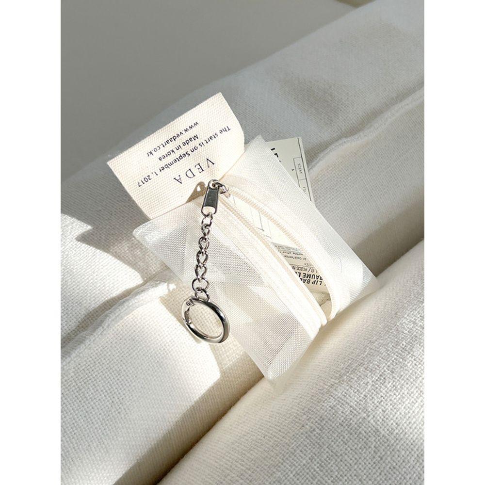 VEDA ROMANTIC POUCH MINI KEYRING_MESH WHITE white