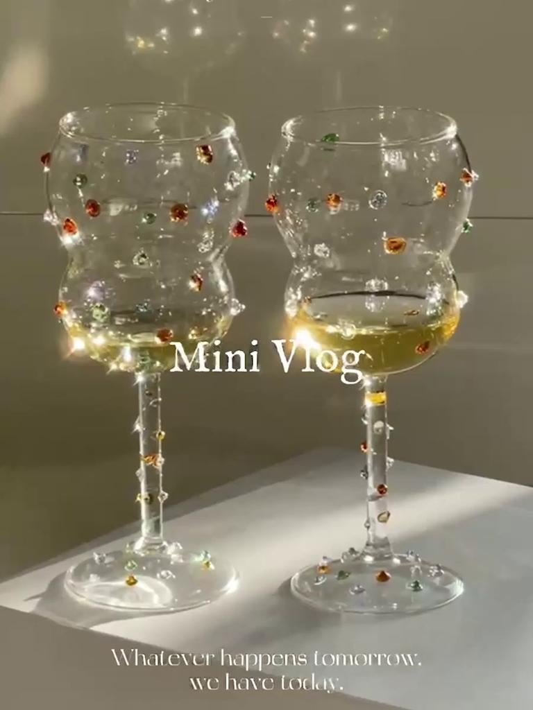 Verre à Pied Gemme Pierre Colorée Verre Borosilicaté Verre Résistant à la Chaleur Verre à Cocktail Champagne