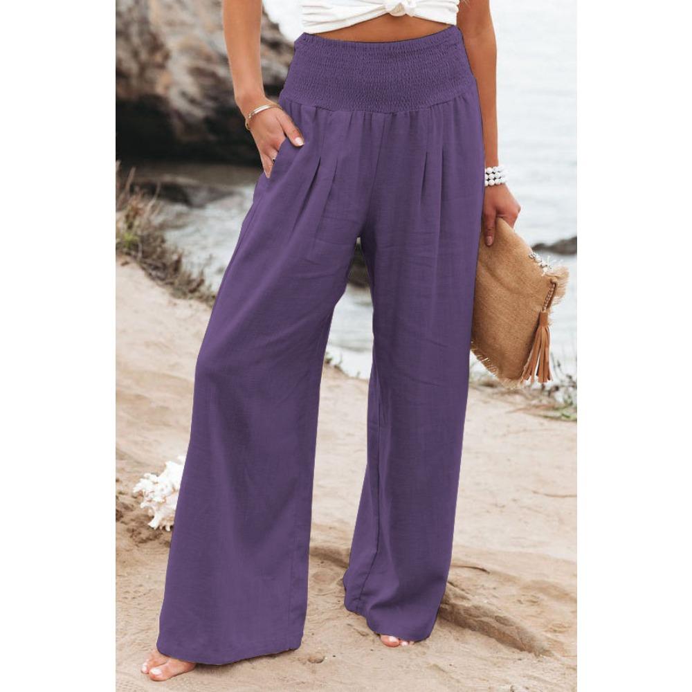 Pantaloni Casual da Donna con Coulisse, Vita Media, Gamba Larga da Spiaggia, Primavera ed Estate, Pantaloni Europei e Americani