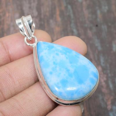 Larimar Gemstone 925 Sterling Silver Handmade Amazing Jewelry Pendant For Women