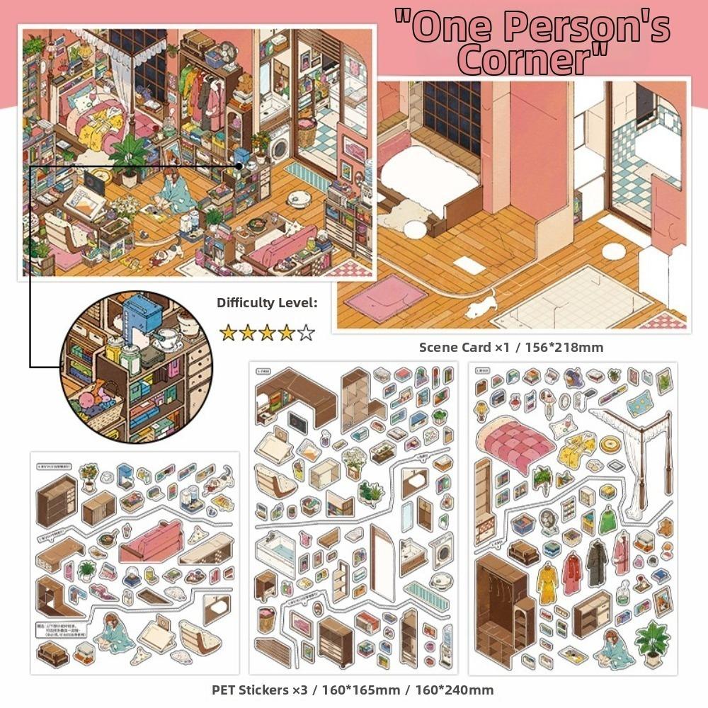 My Home Theme Cabin Scene Stickers Cottage 3D Stacking Stickers Landscape Stickers  Art Crafts