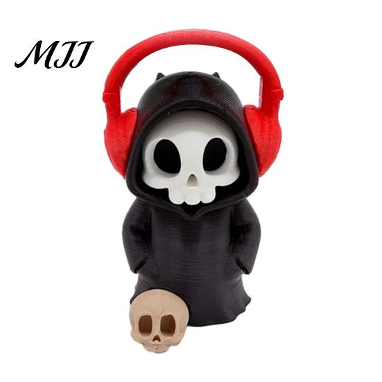 Three-dimensional Texture Statue Mini Grim Reaper Statue, 3D Printed Halloween Skull Party Ornament Figurine for Tabletop, Desk, Shelf Home