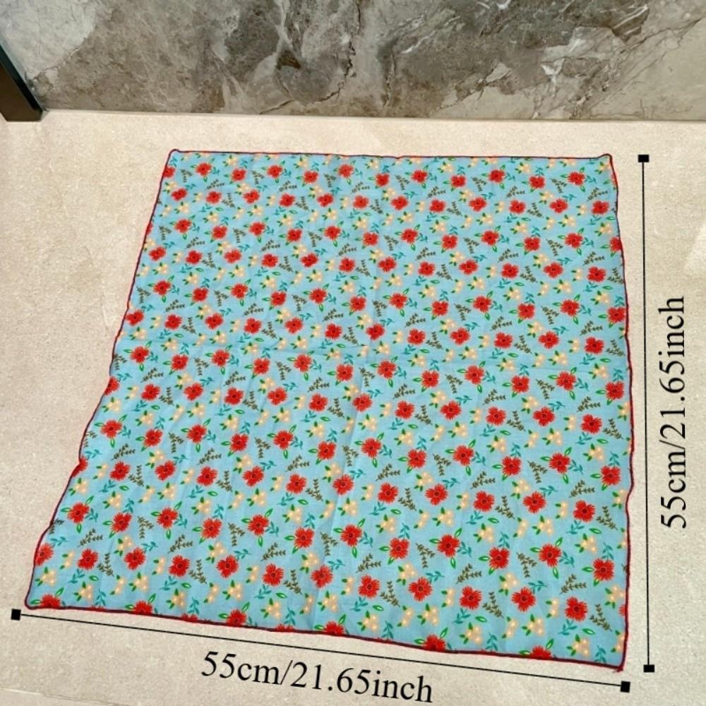 3pcs/set Thin Fabric Floral Neck Scarf Colorful Elegant Printed Headscarf Hair Band Turban Flower Square Headband Girls