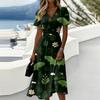 Women's Halloween Print Short Sleeve V-Neck Casual Dress