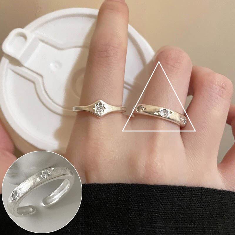 Korean S925 Silver Cross Military Flower Ring: Retro, Adjustable, Fashionable Hip-Hop Index Finger Design for Women.