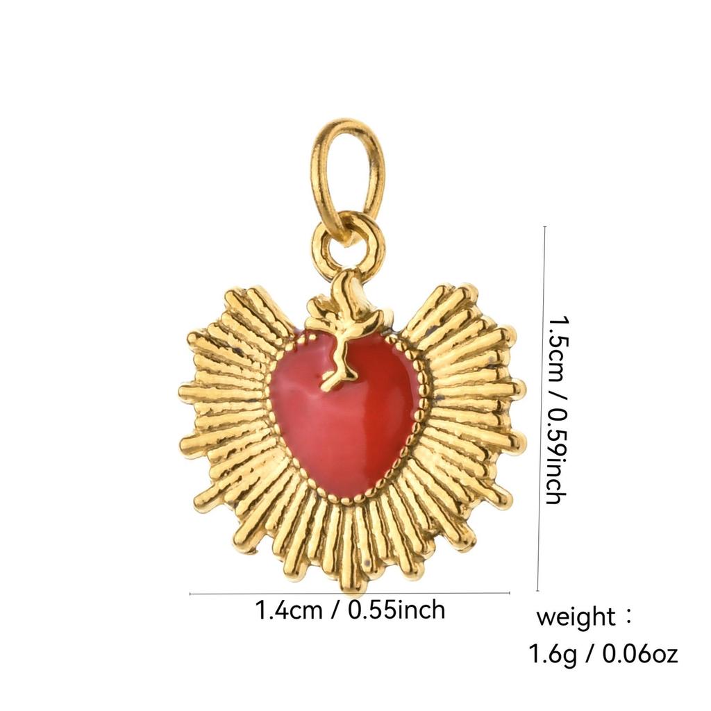 Stainless Steel Drip Oil Ice Cream Heart Necklace & Bracelet Charms