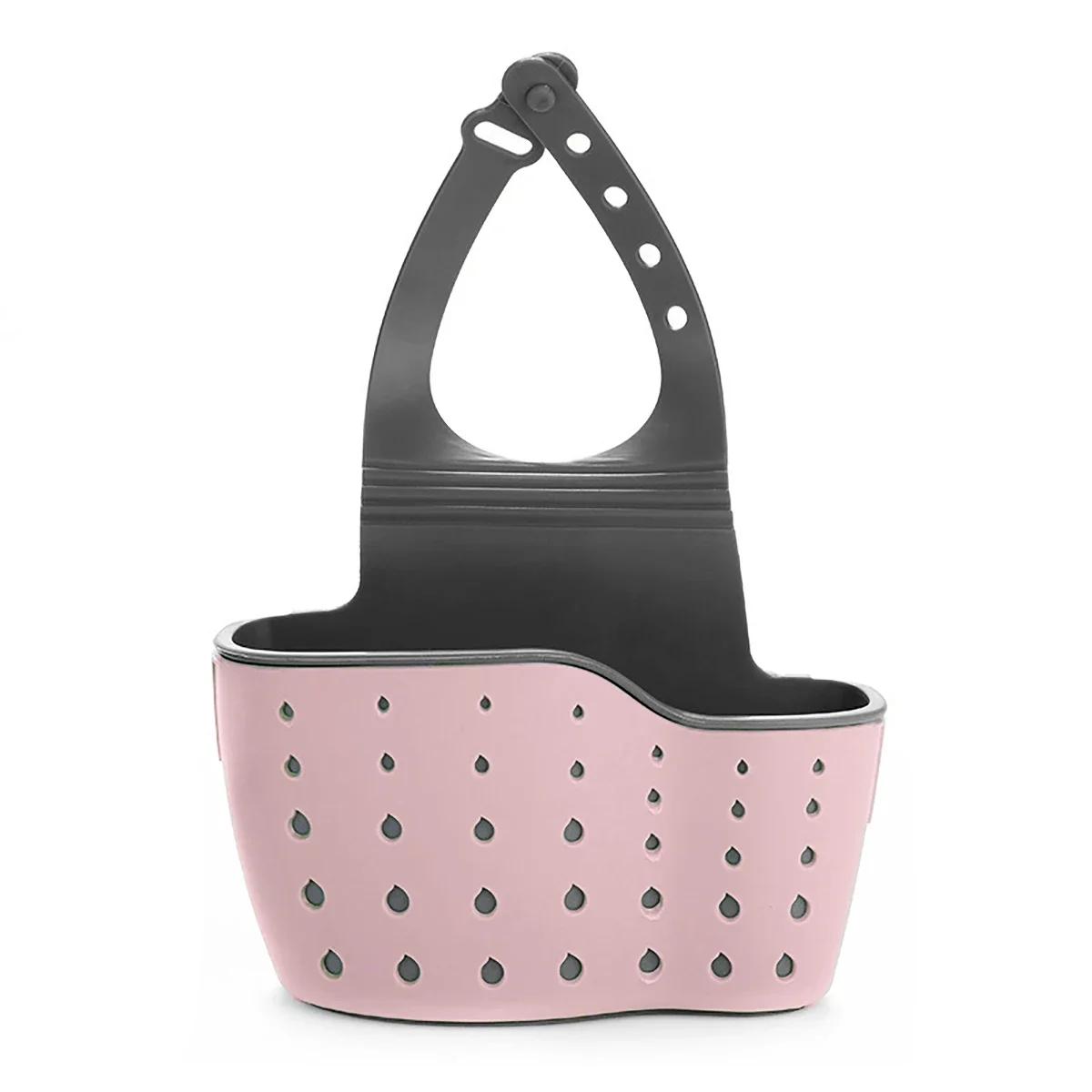 

Домашнее хранение Корзина для слива Кухонная мойка Держатель Регулируемая губка для мыла Подвесная корзина для слива Сумка Кухонные принадлежности розовый