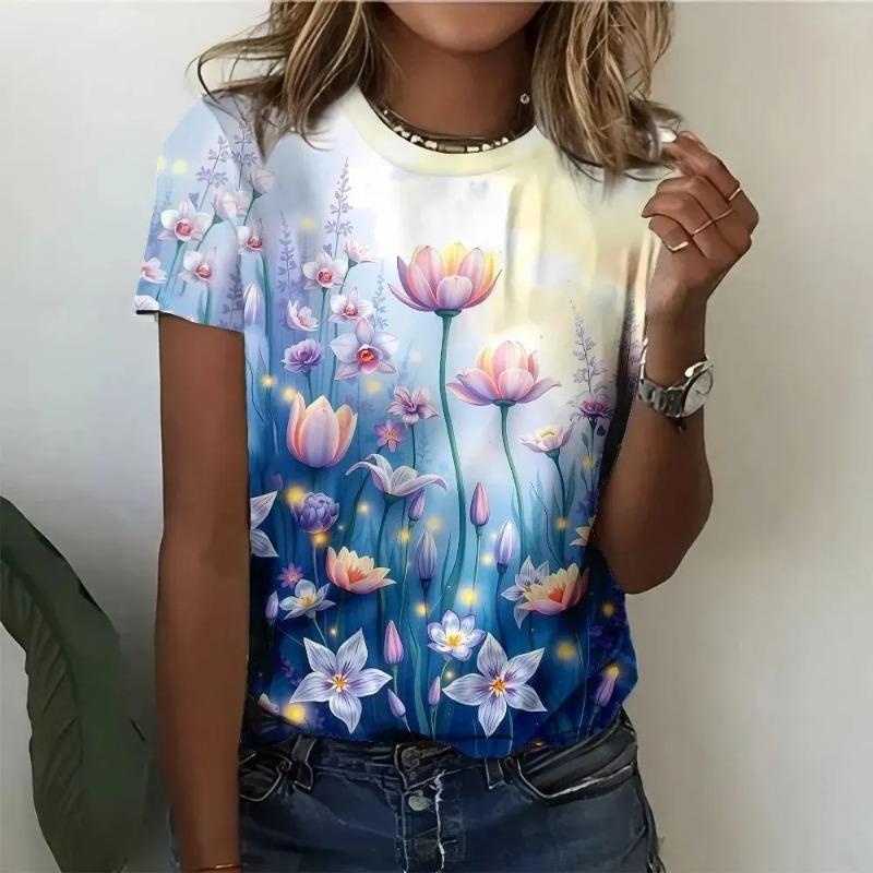 Летняя модная женская футболка с 3D-печатью, дышащая, повседневная XS