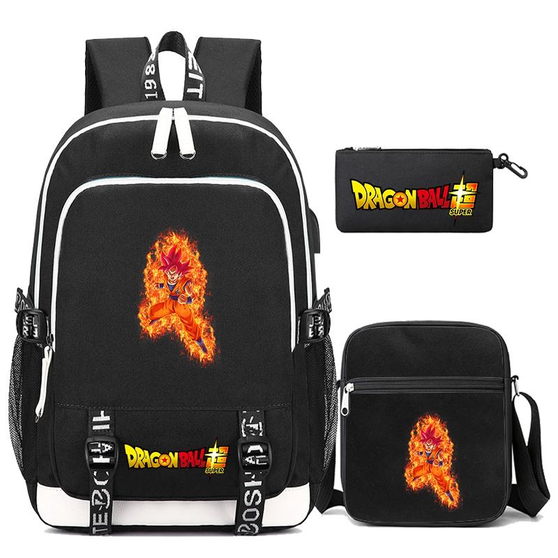 3Pcs/set Dragon Ball Printed Bag Laptop Backpack Messenger Bag for Girl Boy Teenager Schoolbag Men Women Leisure Travel Leisure Bag Rucksack Mochila