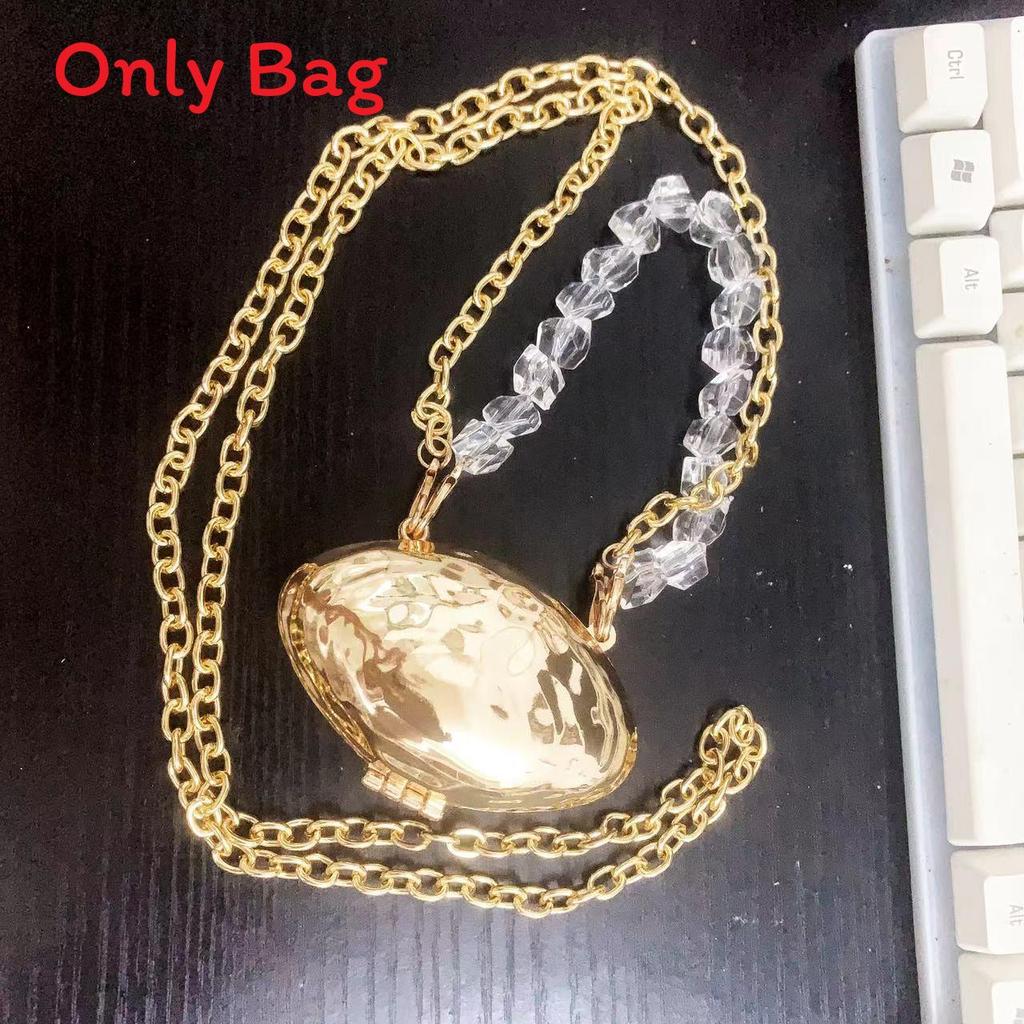Street Style Silver Metal Shell Mini Bag With Crystal Storage For Daily Use