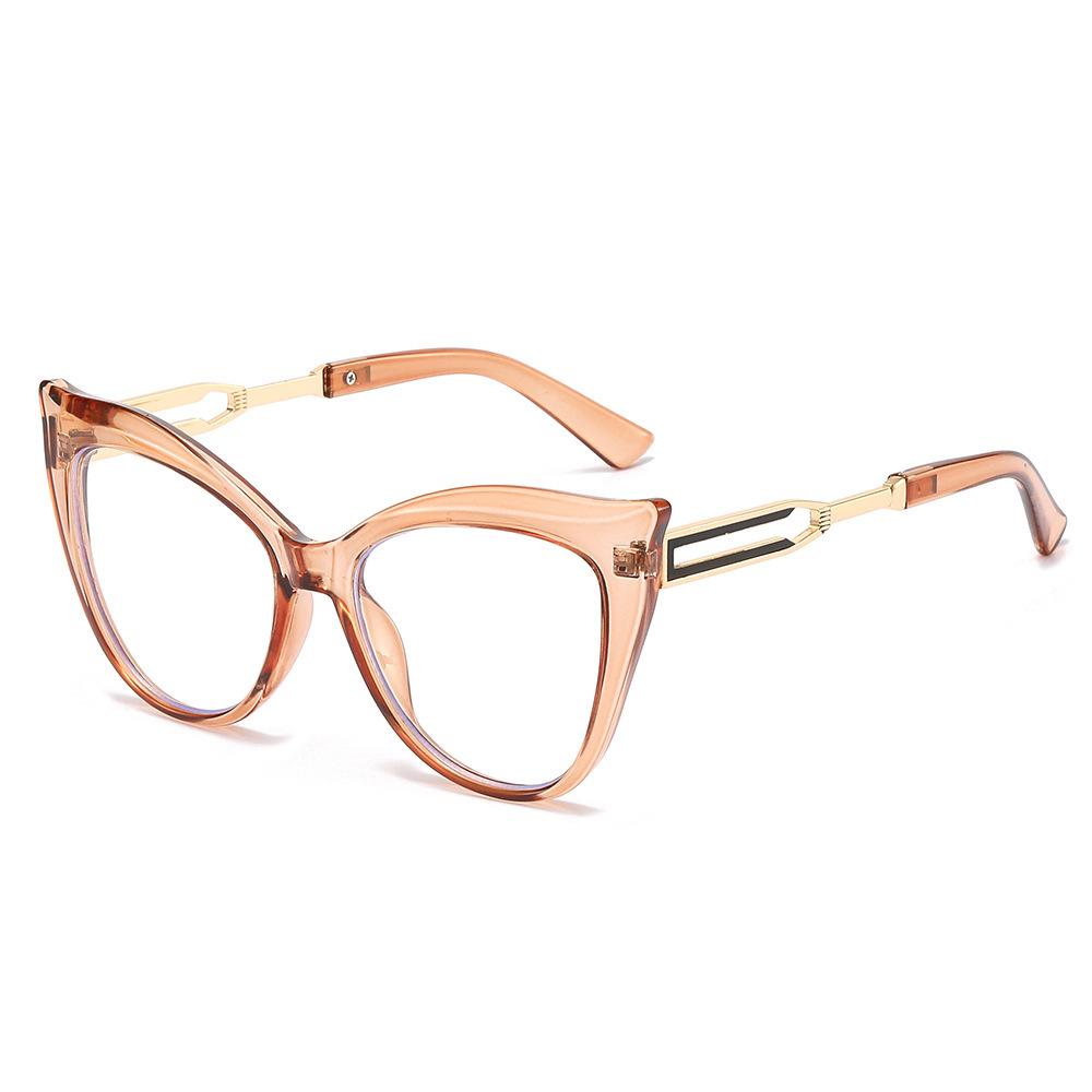 Hot-Selling Cat Eye Anti-Blue Glasses Large Frame Ins Flat Light Glasses Frame Myopia Can Be Matched With Degree Glasses Plain Face