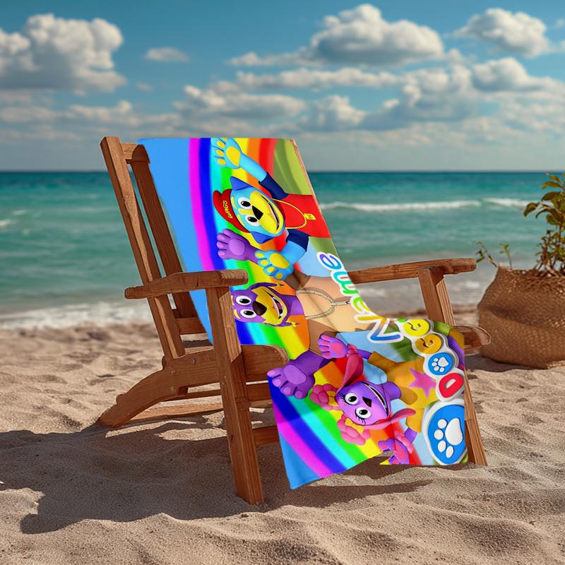Custom Name Ultra-Soft Beach Towel with Doggyland Theme,Ideal for Pool - Camping, Diving - Perfect Travel Essential, Vibrant Beach Towel.