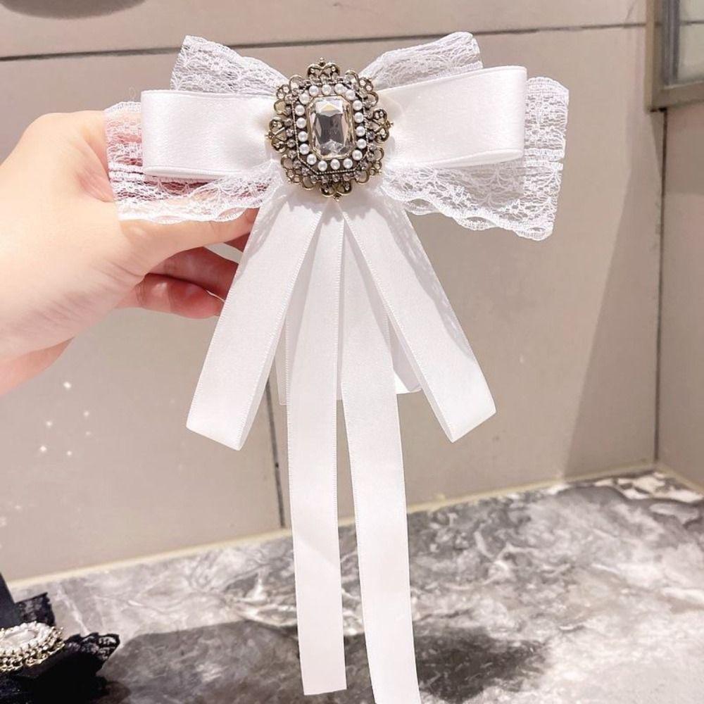 Black Memorial Black Bowknot Brooches Crystal Rhinestone Bow Tie Brooches  Dress Coat Accessories