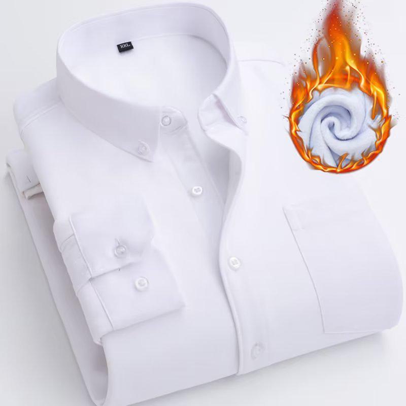 

Men s Oxford Long-Sleeve Velvet Shirt - Warm Business Jacket for Autumn/Winter 2026 L