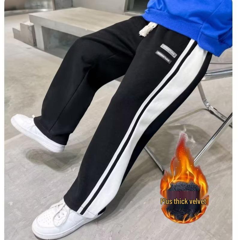 

Мужские брюки свободного кроя на весну/осень с широкими штанинами и зимним вариантом с плюшевой подкладкой 120 чёрный