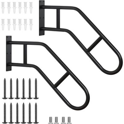 Handrails for Outdoor Steps, 1-3 Steps Wall Mount Hand Rail, Safety U-Shape Metal Grab Bars, Stair Handrail for Indoor Stairs, Stair Railing Indoor