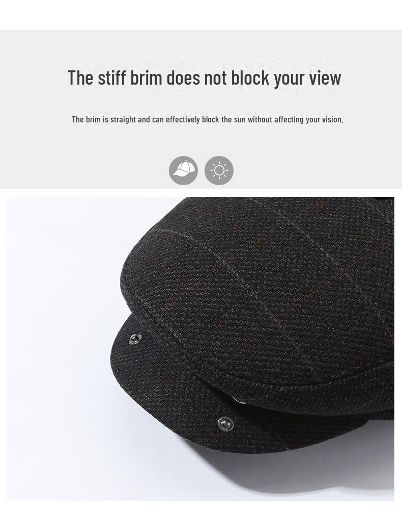 Stylish Duckbill Cap for Middle-Aged and Elderly Men - Warm, Velvet-Lined, Casual Hat for Autumn and Winter Outdoors.
