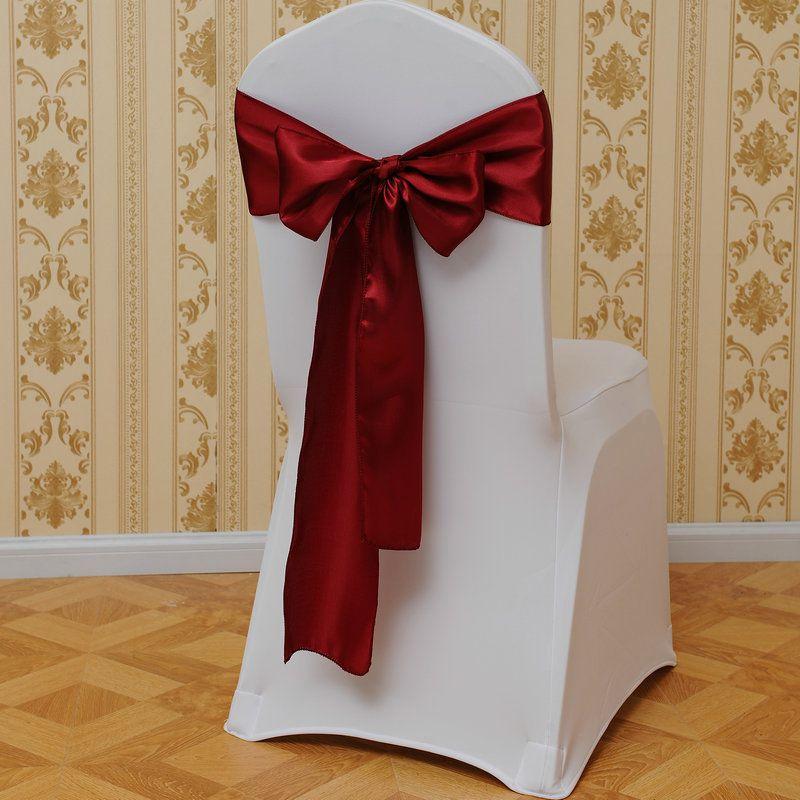 Elegant Polyester Chair Back Cover With Bow Ribbon For Wedding And Event Decor