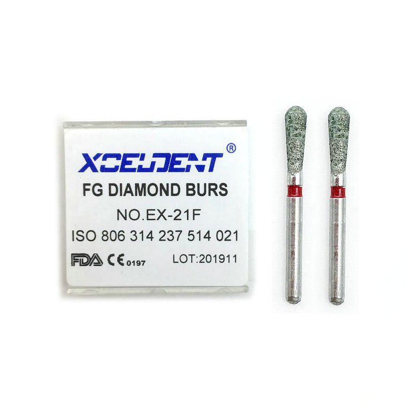 10PCS Dental Diamond Burs Drill Dia-burs Polishing Smoothing Whitening Product For High Speed Handpiece Medium FG 1.6M EX-21F