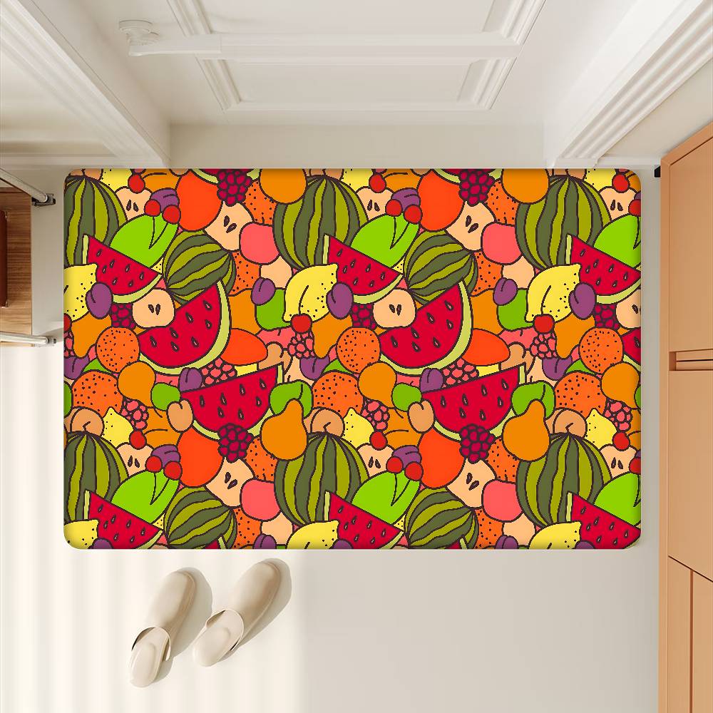 Cartoon Fruit Pattern Hallway Carpet Non-Slip Laundry Room Mat Laundry Decor Balcony Child Living Room Toilet Rug