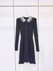 Women's 2025 Autumn/Winter French Fashion Beaded Dress with Detachable Doll Collar