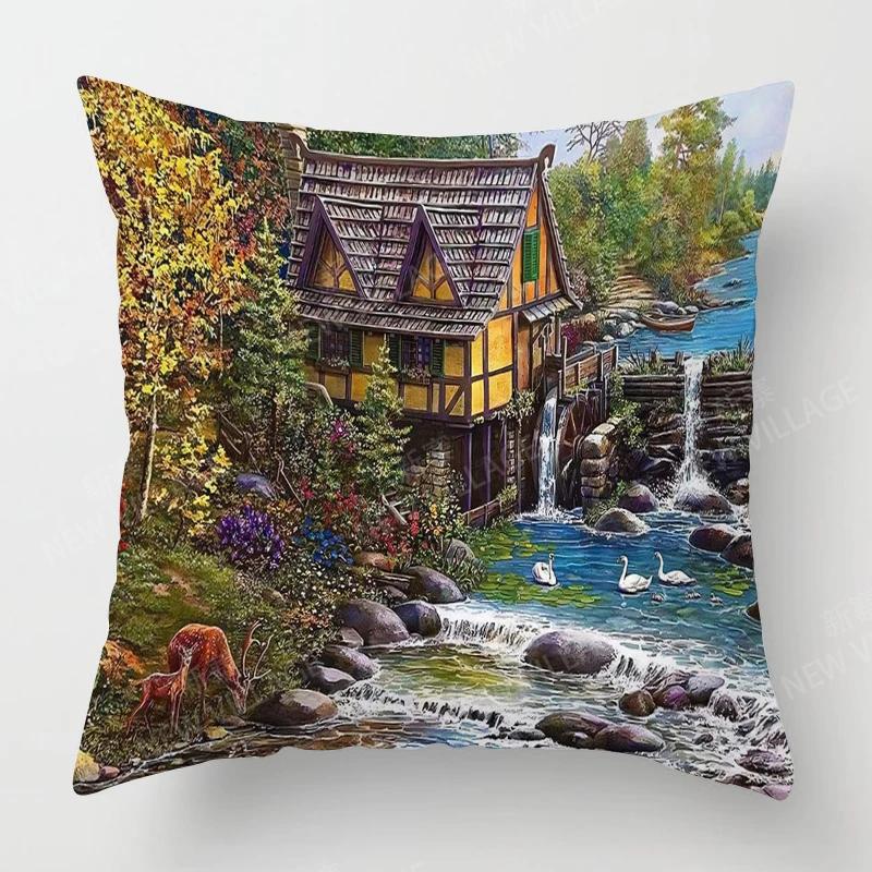 Heim Wohnzimmer Dekoration Kissenbezüge Vintage Ölmalerei Stil Wurfkissenbezug 45*45 Kissenbezug 40x40cm 50x50 45x45