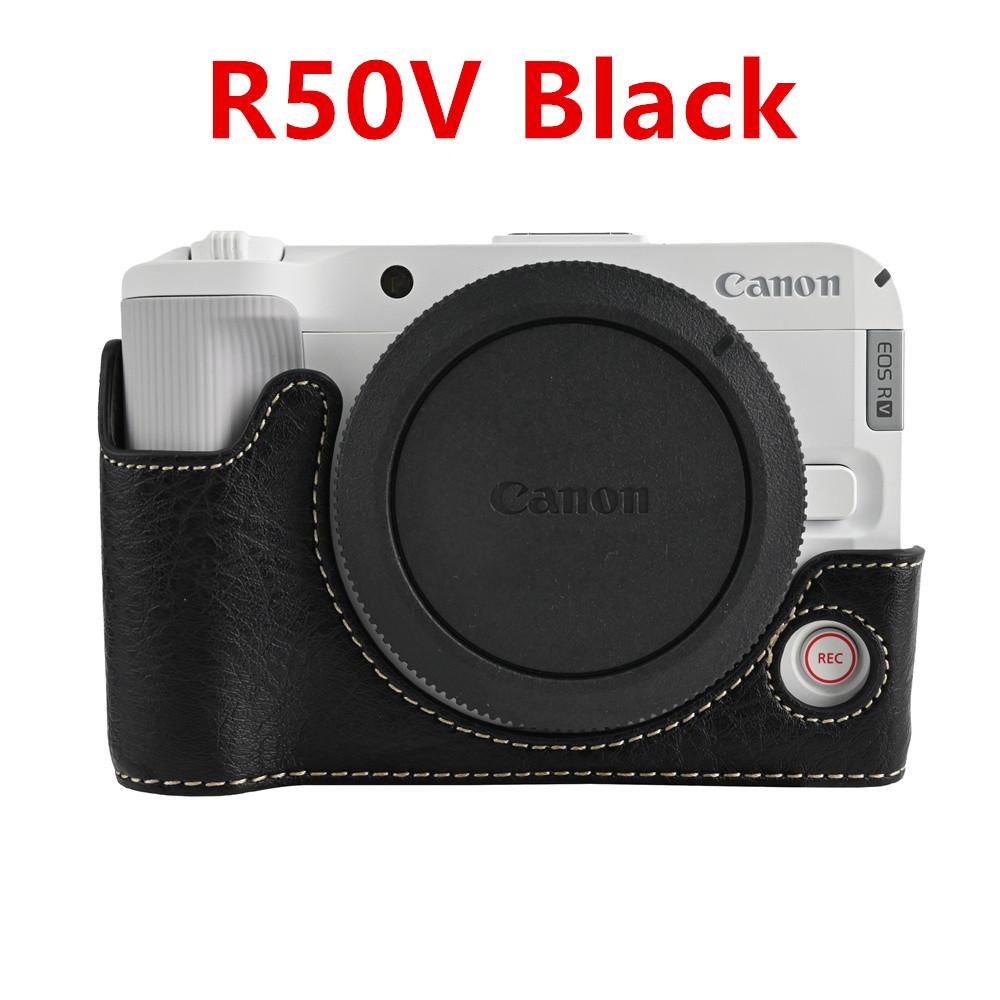 Camera Half Case for Canon EOS R50V R50 R10 200D 200DII PowerShot V1 SX70HS Bottom Battery Opening Cover PU Leather