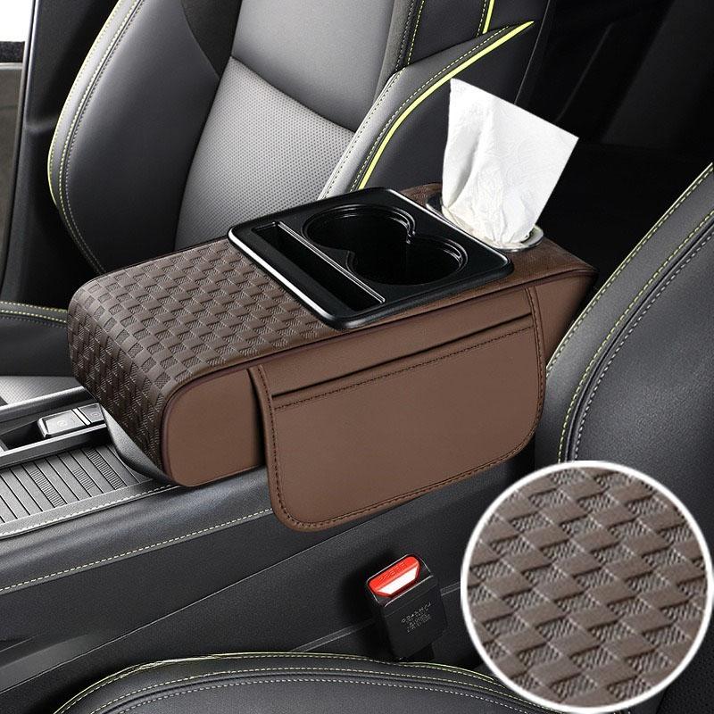 Boîte d'accoudoir de voiture Épaissir Coussin de hauteur Repose-bras Coussin avec poche Porte-gobelet pour mouchoirs Coton à mémoire de forme Support de coude Coussin de hauteur