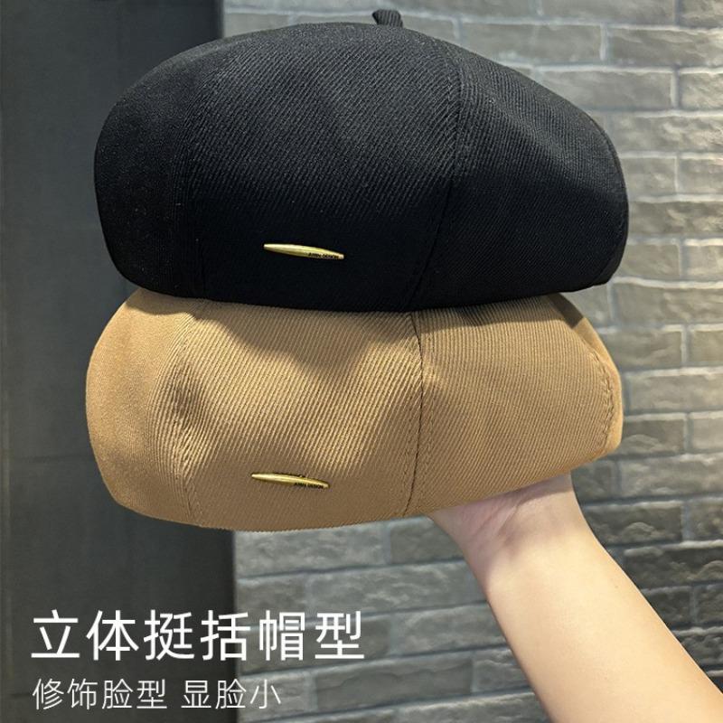 Fashion Black Beret Female Face Small Versatile Retro Painter Hat Pumpkin Hat Hat Autumn and Winter High Sense