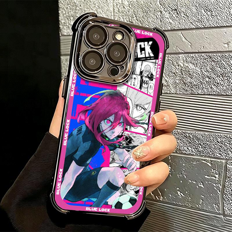 Anime Blue L-Lock Manga Soft Phone Case For iPhone 15 16 17 Air 14 Pro Max 16E Plus 13 12 Mini Plating Anti-Fall Fundas
